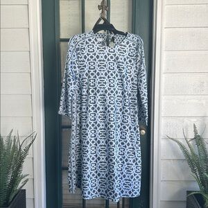 Gretchen Scott Designs Blue and White Patterned Dress XL